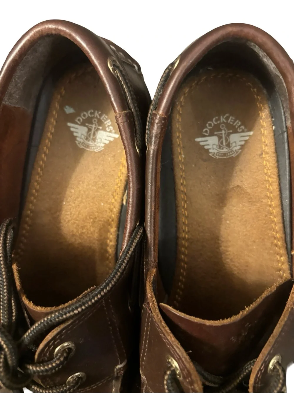 Dockers Vargas Men’s Brown Leather Preppy Nautical Boat Shoes Size 8.5 Wide